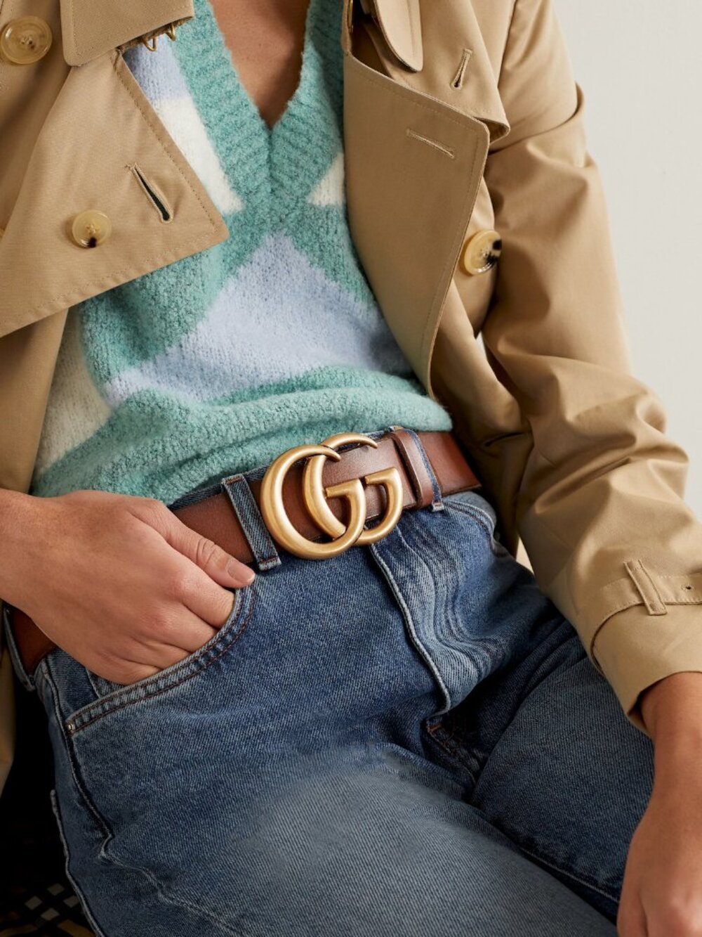 Gucci GG Marmont Brown Wide Belt